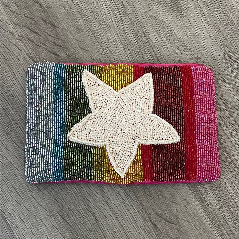 Handmade Beaded Clutch with Star Design
